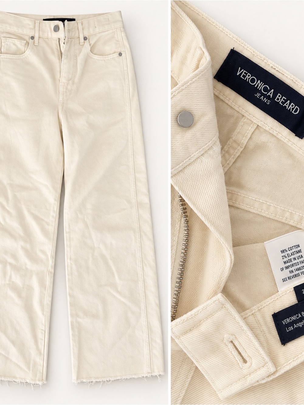 Veronica Beard Cream Straight-Leg Jeans